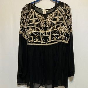 SUNDANCE NWOT BLACK SILK BLOUSE WITH CAMI